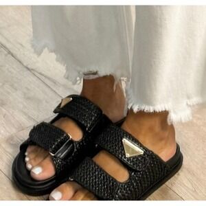 Tuscany-ST Raffia Woven Slide Sandals Women Size 5 (run big fit like 6.5-7)